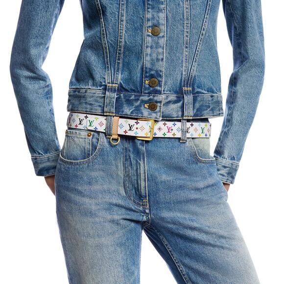 Louis Vuitton x Murakami White Multicolor Logo D-Ring Belt 90 2025 LTD RARE NEW - Picture 11 of 16